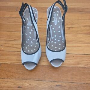 Next Women's Black and White Peep Toe Heels